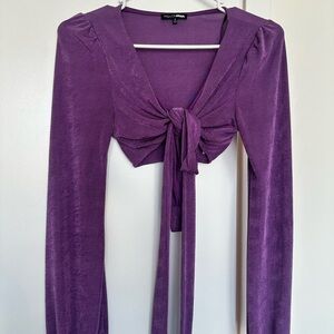 Fashion Nova Purple Sailor Collar Crop Blouse